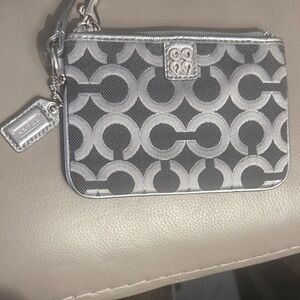 Coach Metallic Silver Wristlet